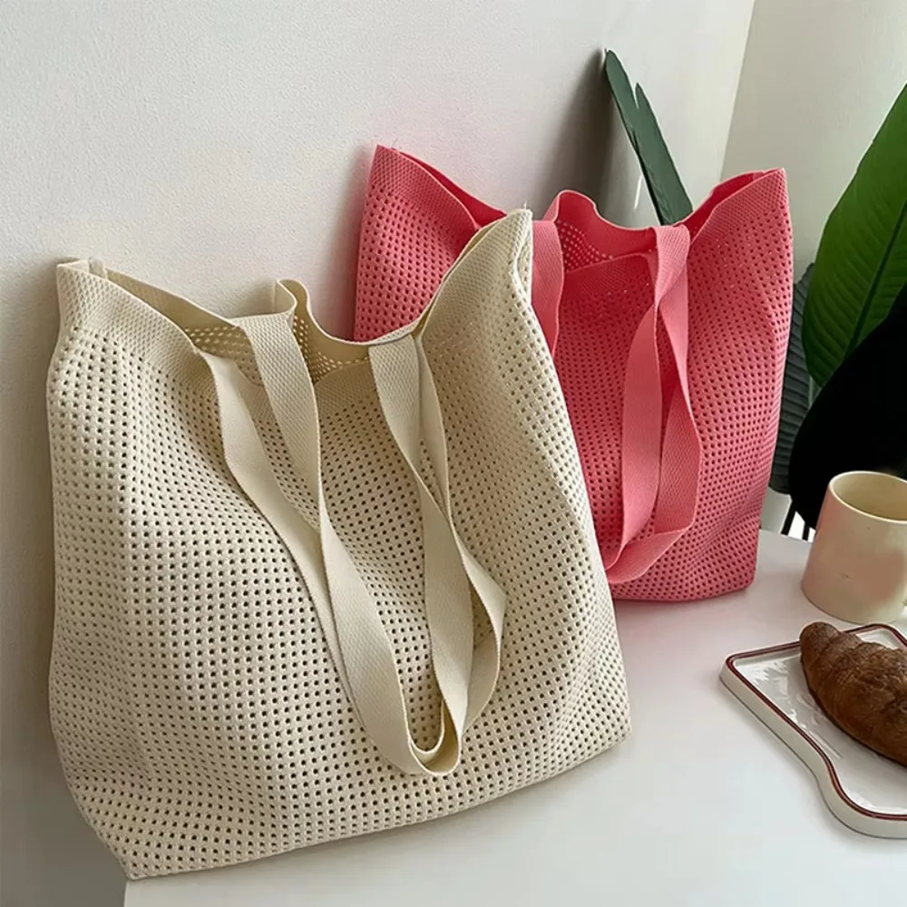 Fashion Casual Hollow Woven Bag Hollow Out Tote Beach Knitted Handbag Large Capacity Lazy Style Woman Shopping Bag Travel