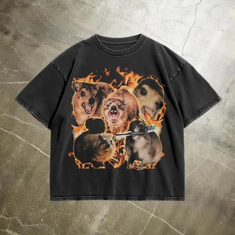 Unhinged Rock Hyrax T Shirt Äì Weirdcore Animal Meme for Men and Women