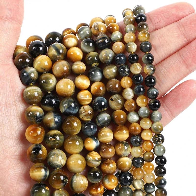4 6 8 10 12mm Real Natural Tiger Eye Stone Beads for Jewelry Making Brown Smooth Beaded for Making DIY Jewelry Necklace Bracelet