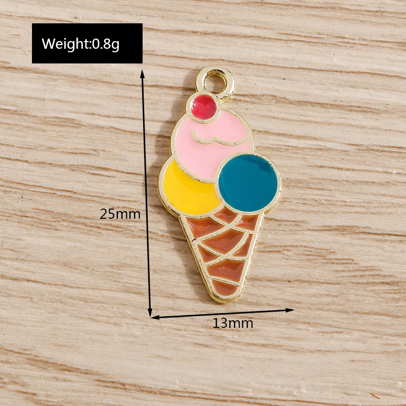 10 Stück Gemischte Niedliche Emaille Sommer-Eiscreme-Anhänger für Schmuckherstellung, Ohrringe, Halsketten, Armbänder, DIY-Bastelzubehör – Detail 12