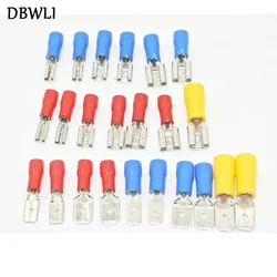 Conector de cable de pala aislado, Terminal de crimpado eléctrico, hembra, rojo, azul, amarillo, 2,8mm, 4,8mm, 6,3mm, 50 piezas