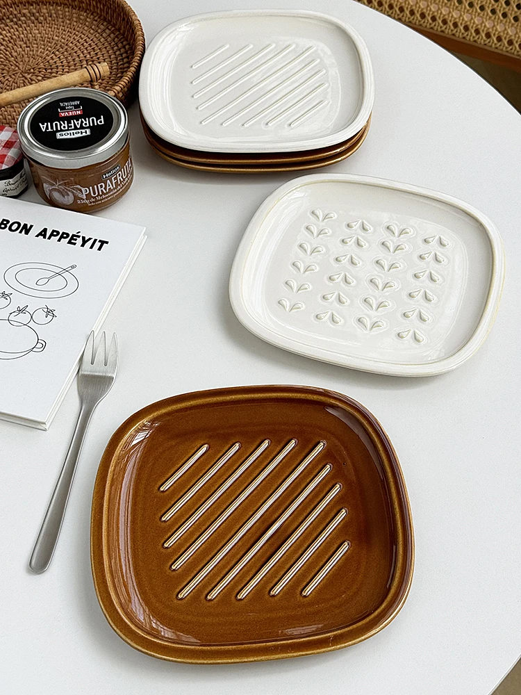 

Anmu Liangpin Japanese Sle Simple Relief High Temperature Cerc Sna Dert Plate Multifunctional Deep Di Dining Uten...