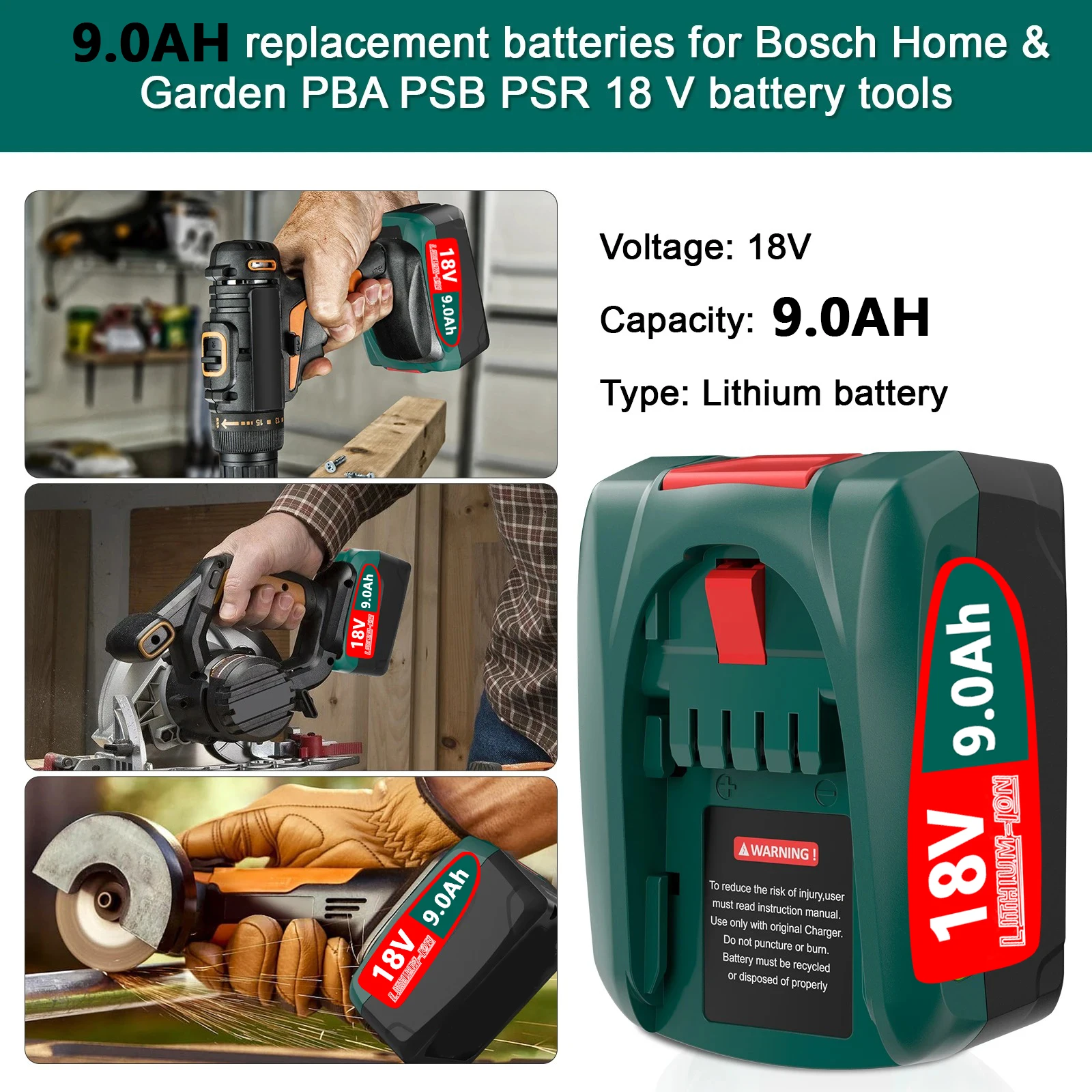 

Горячая аккумуляторная батарея для Bosch PBA 18 В для электроинструментов Bosch AL1880CV AL1810CV AL18815CV AL1830CV Сменная батарея