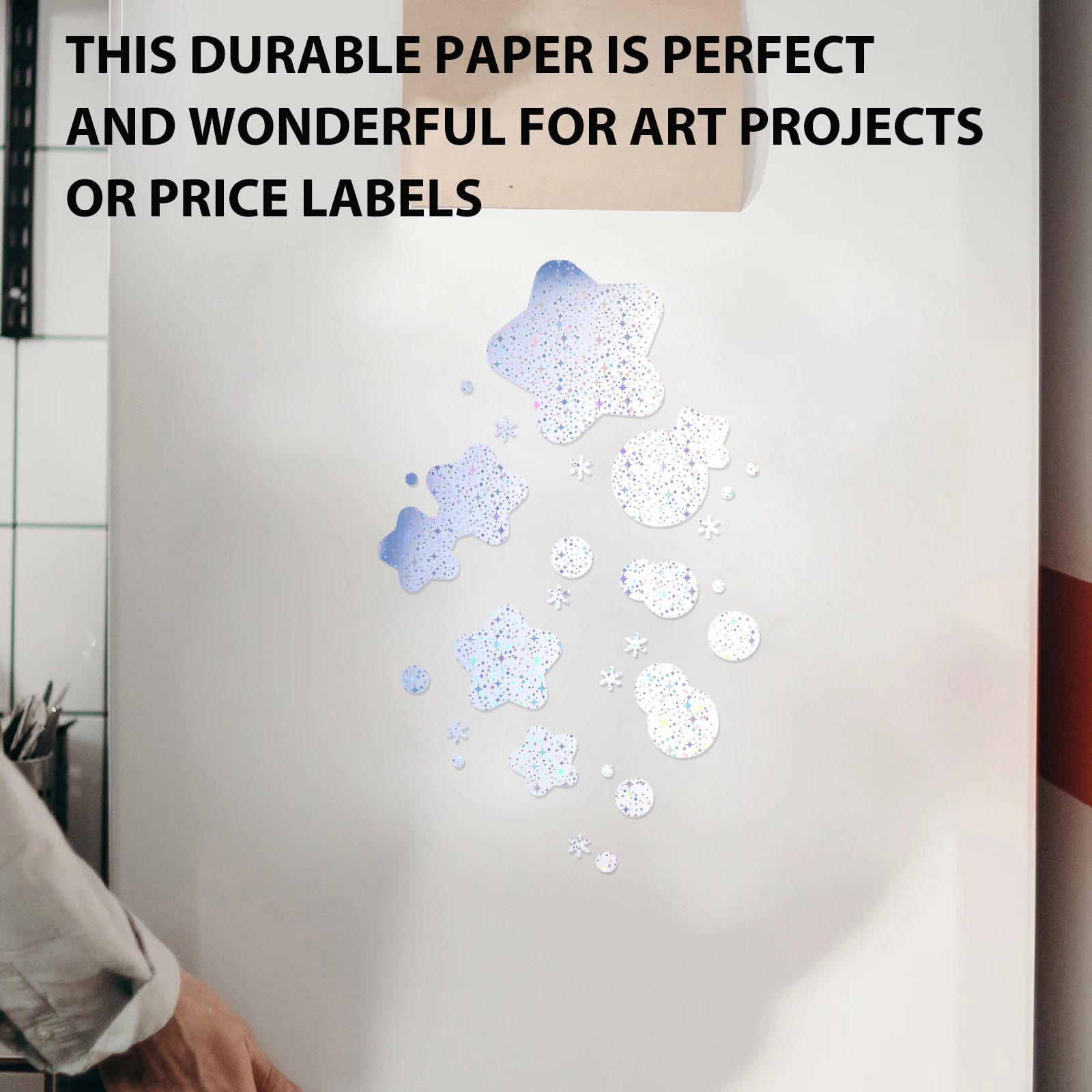 

20 Sheets Laser Sticker Holographic Glitter Label Paper Glossy Printable with Sparkles Scrapbook Stickers