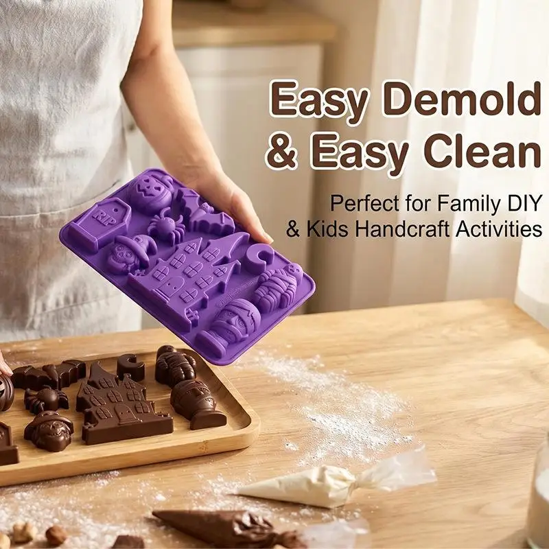 Halloween Witch Silicone Baking Candy Mold Non-Stick Reusable for Home Chocolate Cake Jelly DIY Making
