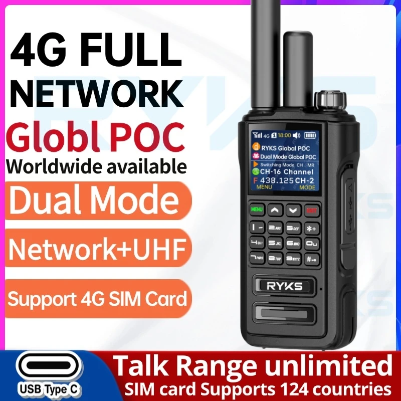 

Global-Intercom 4G PoC and UHF Internet Two-Way Radio Sim Card walkie talkie long range 5000km pair (no fee) Intercom platform