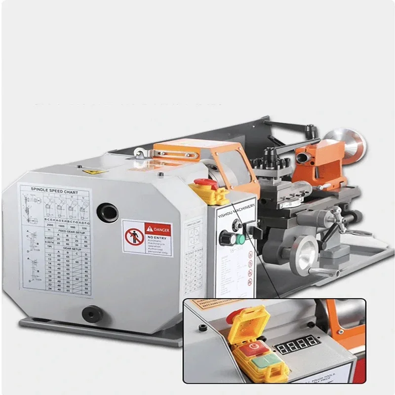YS-1835A Metal Lathe Machine, 500W Stepless Speed 0-2000RPM, Equipped with Toolbox for Precision Parts Machining