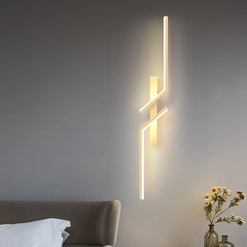 

Nice Modern Wall Lamp Minimalist Bedroom Creative Strip Led Bedside Wall Sconce Led Lights Living Room TV Sofa Background Wall L
