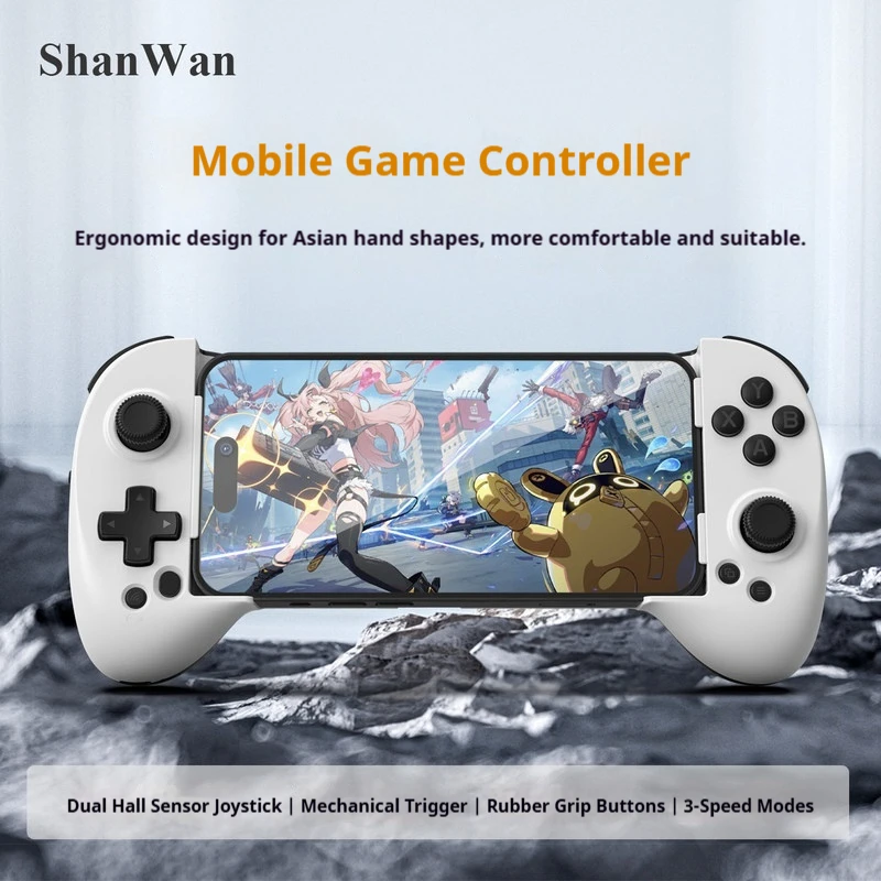 

Игровой контроллер ShanWan Q13L с двойными джойстиками Hall, три режима работы, быстрое переключение, универсальный беспроводной геймпад для ПК