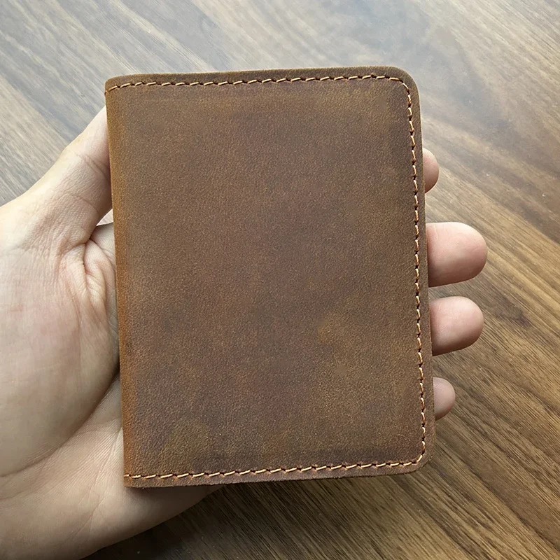 Rzemieślnicze skórzane etui na karty kredytowe Vintage mały portfel na etui na karty kredytowe i prawo jazdy w stylu Vintage prezent dla mężczyzn
