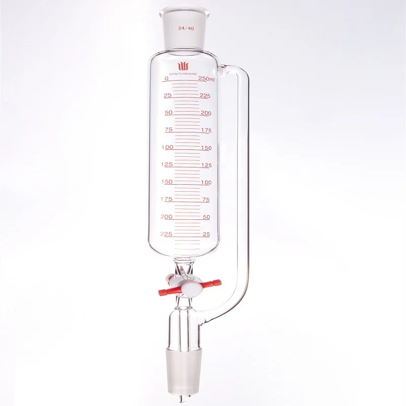 SYNTHWARE Fine adjustable constant pressure drip funnel with graduated, FUNNEL, PRESSURE EQUALIZING, PTFE METERING STOPCOCK, F61