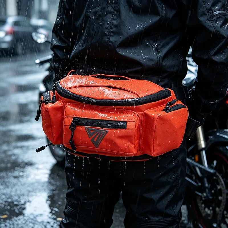 Waterproof Motorcycle Waist Crossbody Bag Large Capacity Lightweight Motorbike Hip Fanny Pack Multifunctional Sling Bag for Men