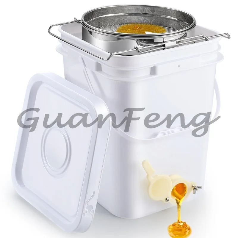 Honey Bucket with Honey Flow Port Stainless Steel Filter Set Honey Extractor Equipment Beekeeping Supplies