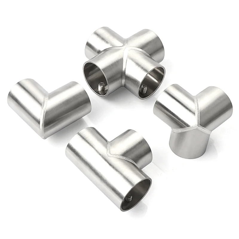 Stainless Steel 2/3/4/5/6 Way Pipe Connector Pipe Fittings Tee Straight Pipe Connection Clothesline Shelf joints Tube Connector