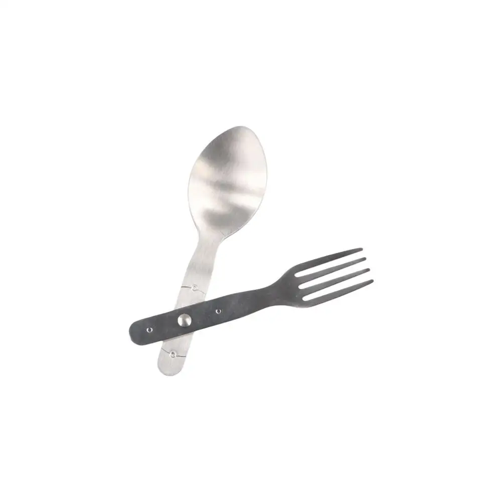 Eco-Friendly 304 Stainless Steel 2-in-1 Foldable Fork Silver Space-saving Camping Spoon Portable Spoon & Fork Traveling