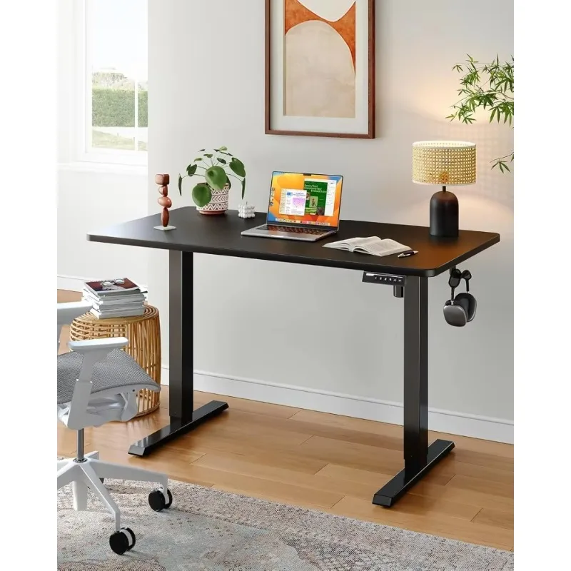 Whole Piece Standing Desk with 48x30 inch Desktop, Adjustable Stand Up Desk for Home Office, Black