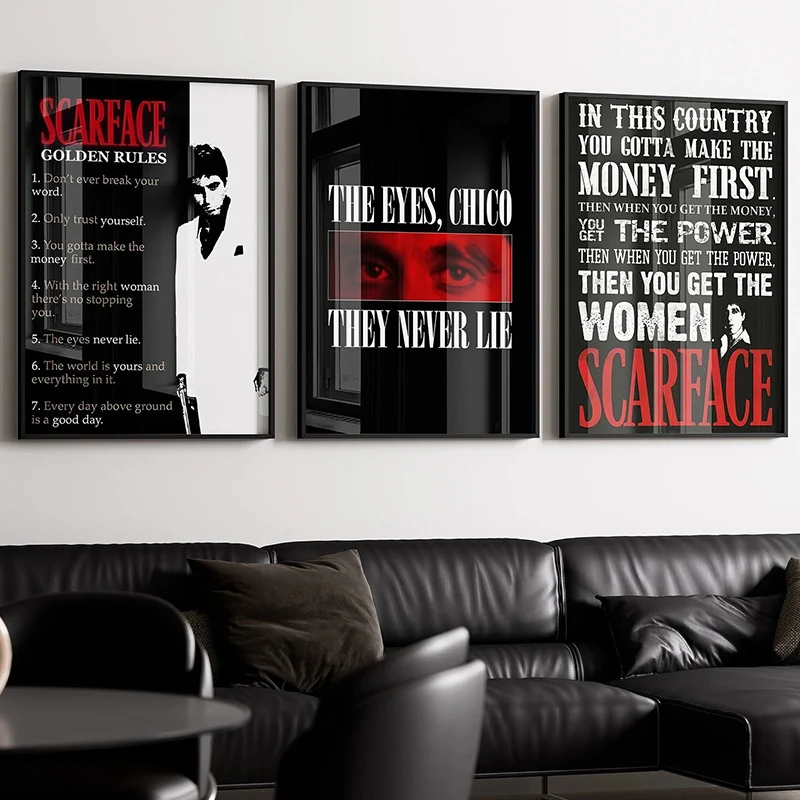 Retro Classic Movie Scarface Al Pacino Quotes Art Poster Canvas Painting Wall Prints Picture for Living Room Home Decor