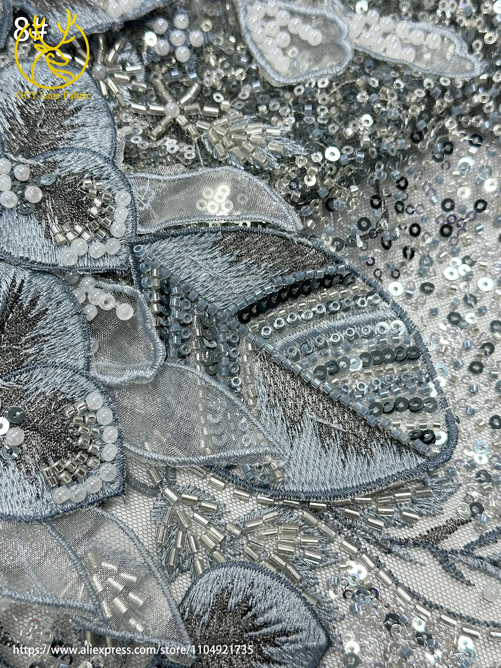 Französischer Luxus 3D-Blumen-Stickerei-Spitzenstoff 2026 Afrika Nigeria Pailletten-Perlen-Spitzenstoff für Braut-Hochzeitskleid Nähen – Detail 28
