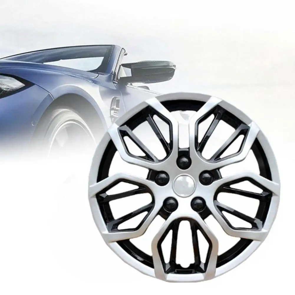 15.47in Universal Car Wheel Hub Cover Silver Black Wheel Cover Center Caps Spoke Clip Decorative Styling Hubcap Car Accessories