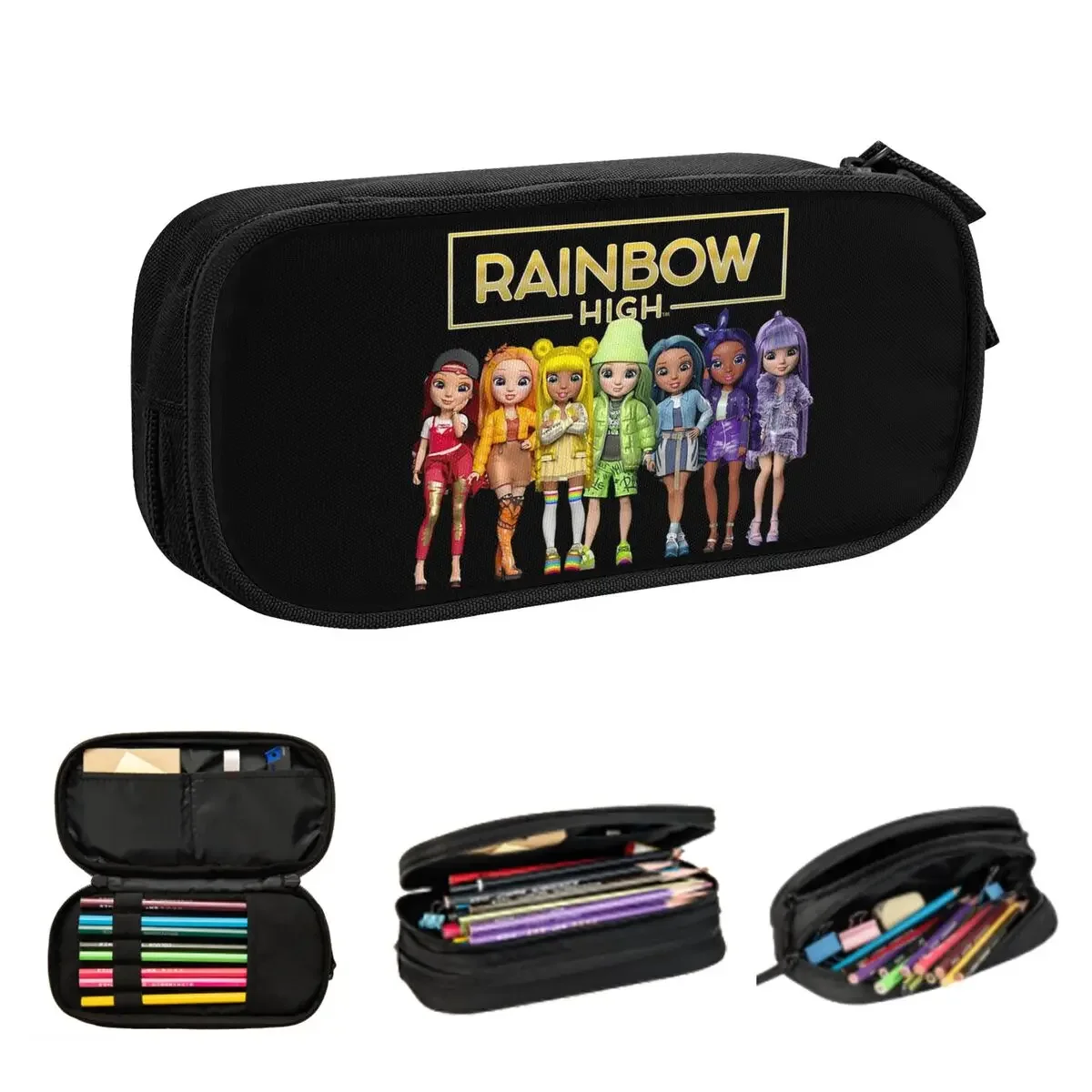 Rainbow High The Show Logo And Main Character Artwork Pencil Cases Pen Bags Pen Box Pencil Pouch For Boys Girls School Office