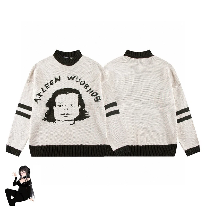 Dikker Enfants Rijkdom Deprimeert Knitt Trui Erd Cartoon Portret Sweatshirts Mannen Vrouwen Winter Ronde Hals Trui Met Tag