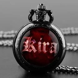 Anime Death Note Design Glass Dome Fashion Arabic Numerals Quartz Pocket Watch Necklace Pendant Chain Mens Women Gifts