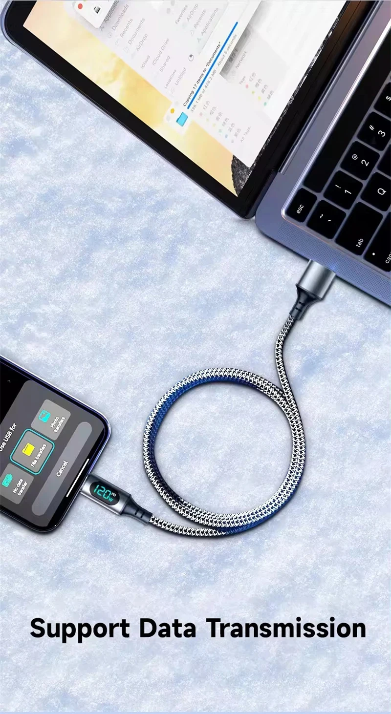 NNBILI USB Type C To Type C Cable 100W Display Fast Charging USB A to Type C Data Cable For Honor Oneplus Phone Charging 1m/2m