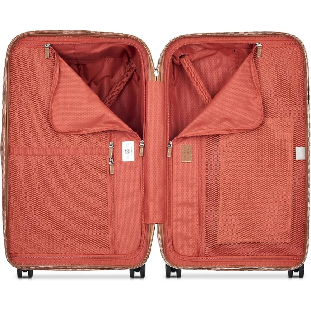 Spinner Wheel Hardside Luggage Trunk 26 Inch Navy Blue, Parisian Style Checked Design for Travel