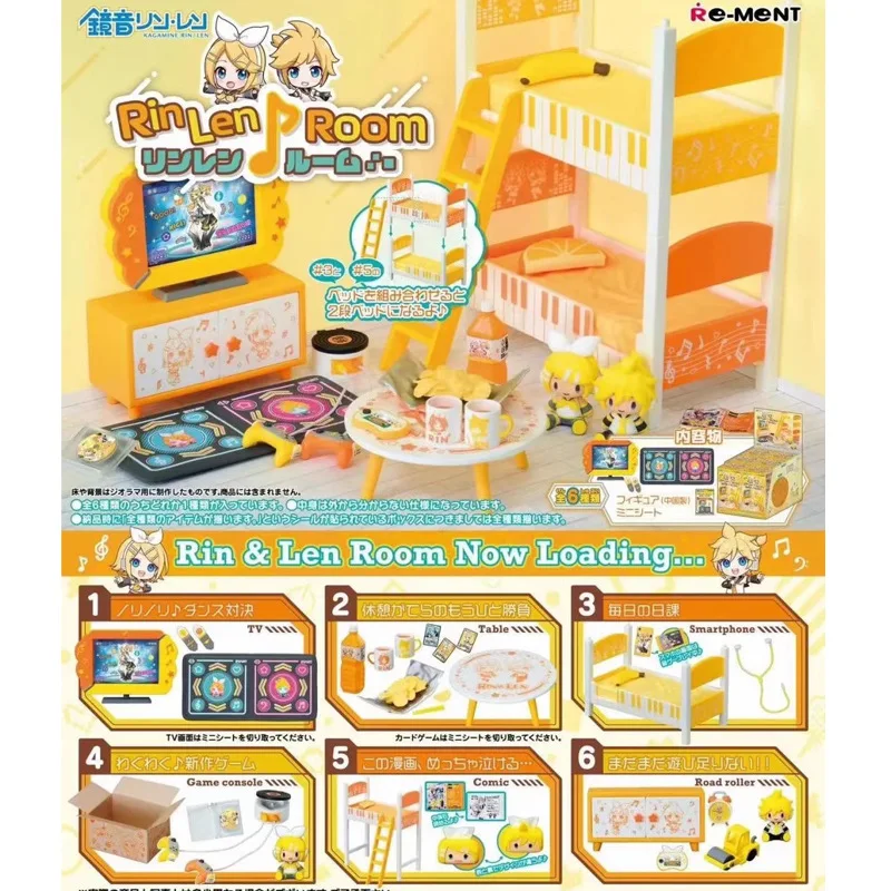 6pcs/set New Anime Hatsune Miku Kagamine Rin Len Room DIY Miniature Scene kawaii Figure PVC Model Toys doll Decor Collect Gifts