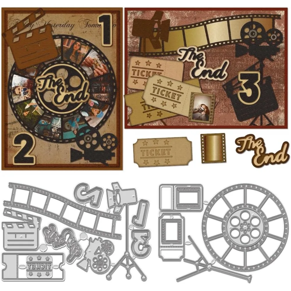 Filmtischthematische Kohlenstoffstahl-Stanzformen Schablonen für DIY Scrapbooking Fotoalbum Dekorative Prägung Papierkarten Gemischte Formen