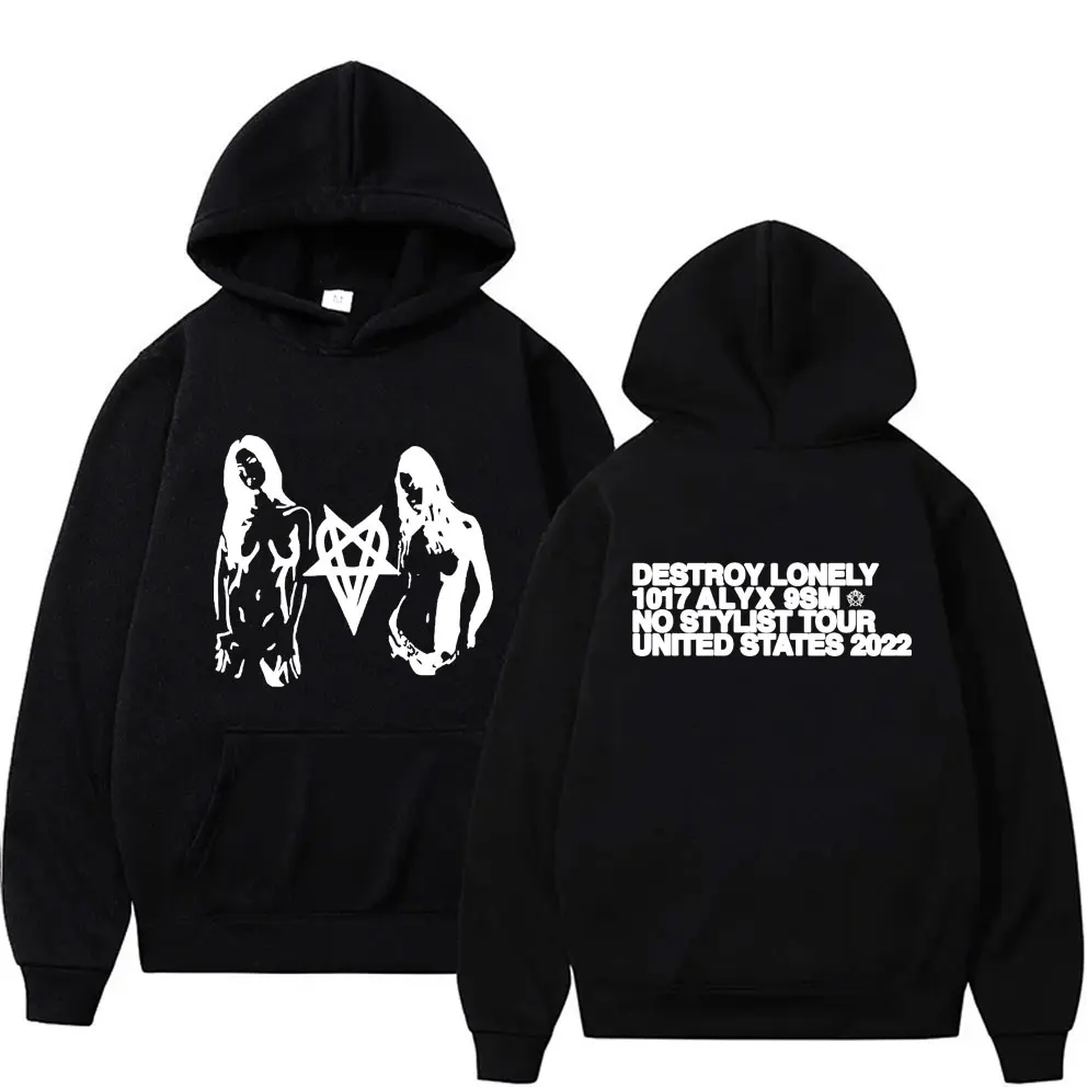 

Rapper Destroy Lonely Double Sided Graphic Hoodie Men Women's Hip Hop Fashion Oversized Streetwear Male Vintage Causal Hoodies