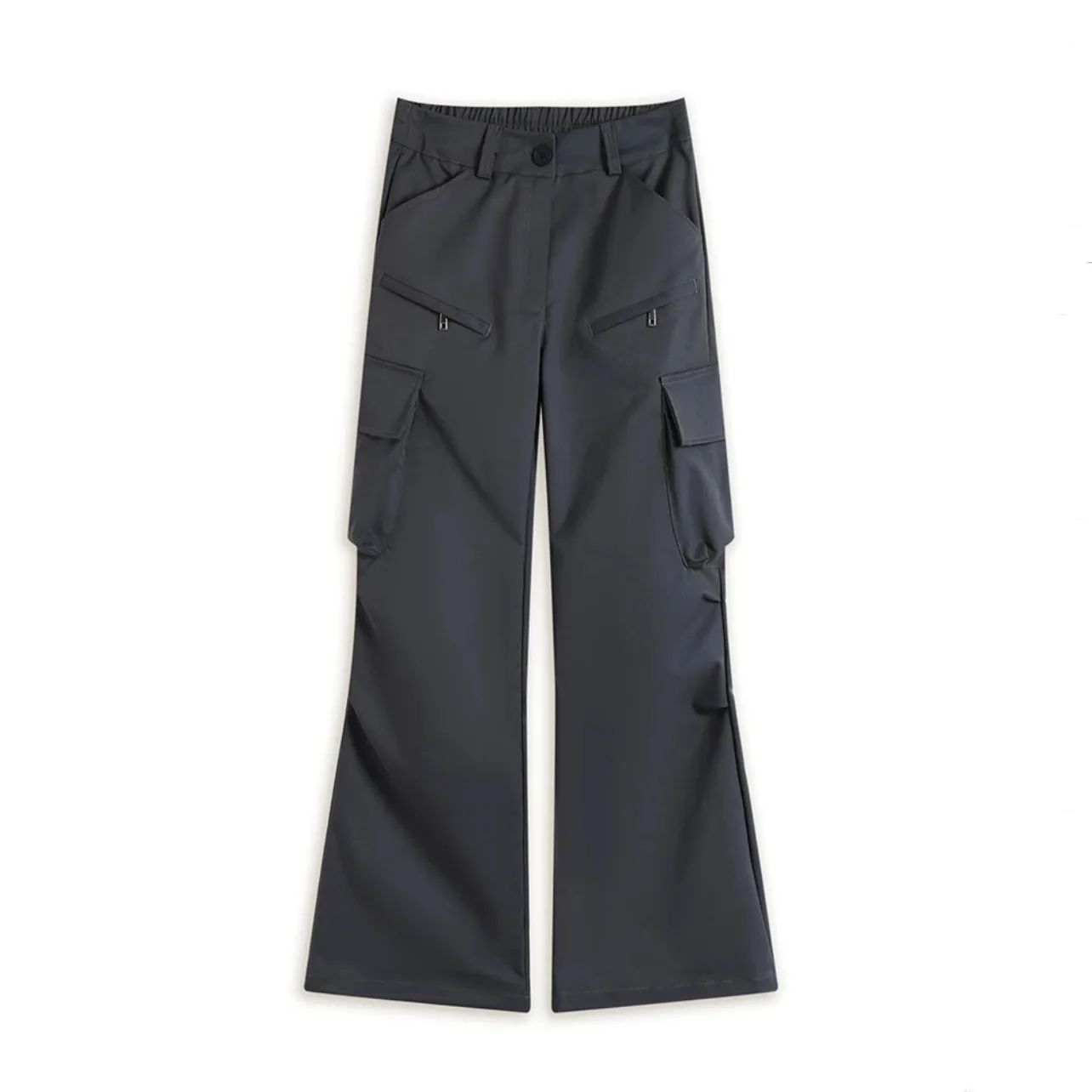 Hose mit weitem Bein, Grau, für Damen, Herbst, weites Bein, bequeme Passform, Boho-Chic, Freizeit-Reisehose, Highstreet Streetwear, atmungsaktiv, Freizeit