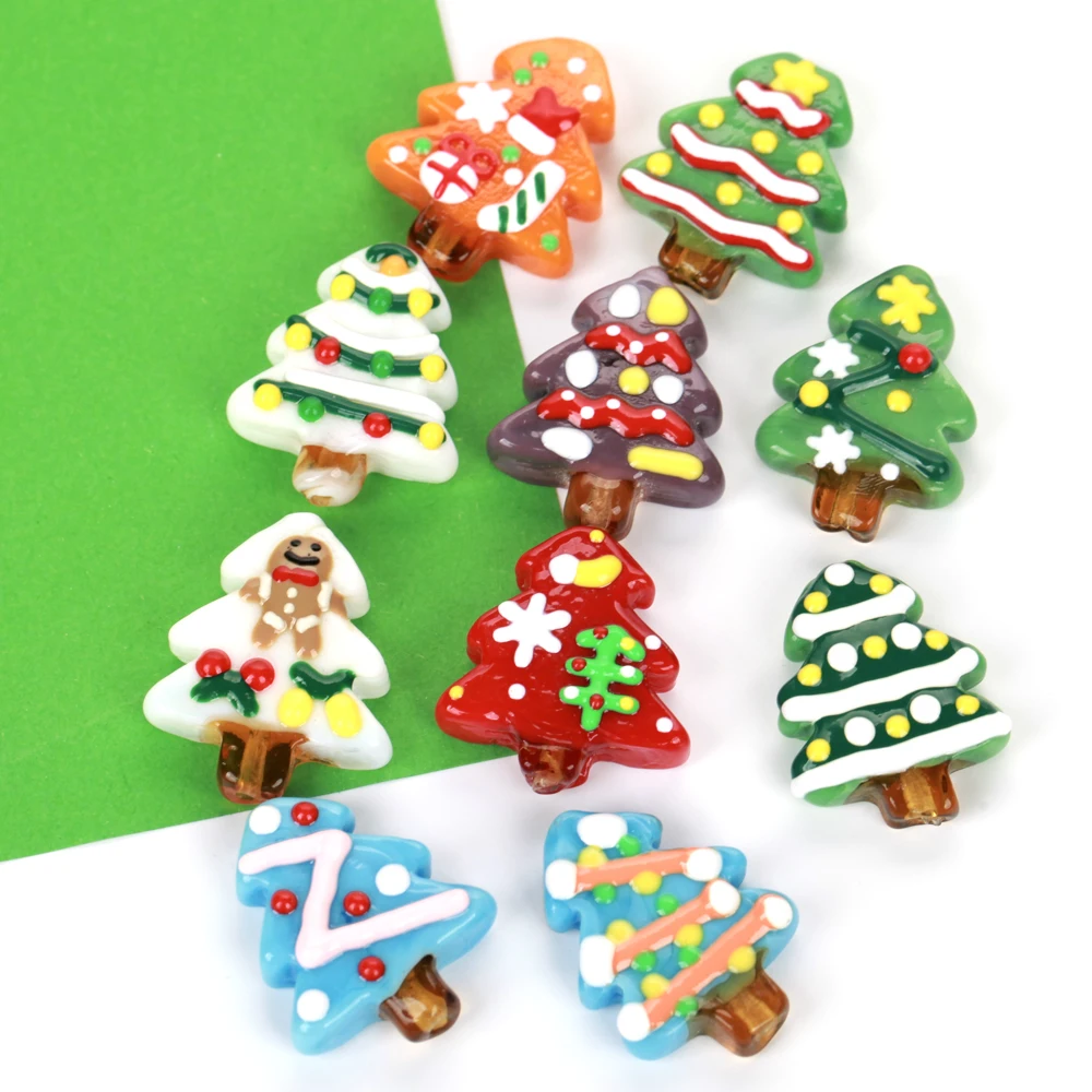 

3/10Pcs 20x26mm Christmas Tree Handmade Lampwork Beads for Jewelry Making DIY Bracelet Necklace Earrings Charm Accessories Decor
