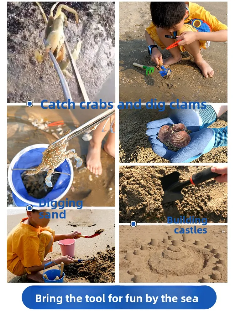 مجموعة مجرفة Gahai الاحترافية للبالغين، مجموعة أدوات حفر صدفة الشاطئ، جيب شبكي لصيد السلطعون للبستنة والأنشطة الخارجية #5