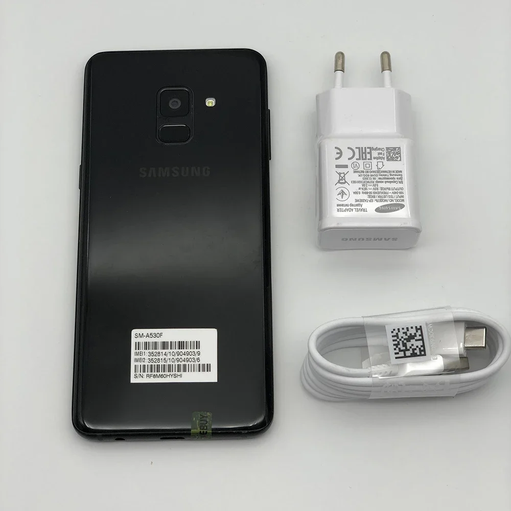 Samsung-Galaxy A8スマートフォン,5.6インチ画面,デュアルSIMカード,指紋認識,Android,オリジナル,4GB RAM, 32GB ROM, 16MPカメラ,A530f,2018