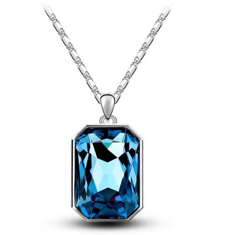 shine crystal square pendant necklace classic fashion jewelry lover gift accessorie dropshipping quality charm women cool simple