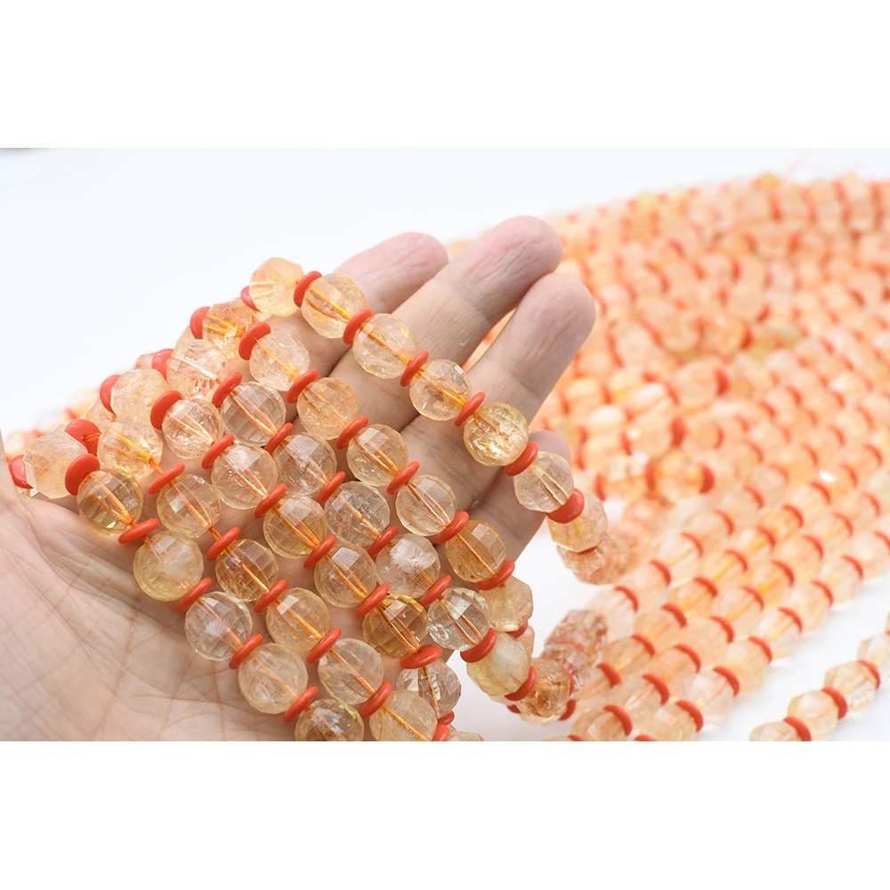 

10mm AA Natural Faceted Citrine irregular round Stone Beads For DIY necklace bracelet jewelry making 15 "free delivery