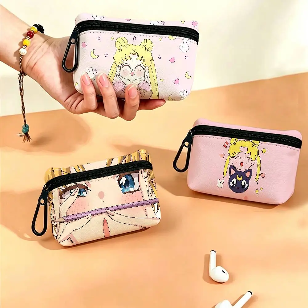 Cute S-Sailor M-MoonS Oxford Fabric Mini Coin Wallet Smooth Zipper Hanging Design Multi-use Small Storage Bag For Travel