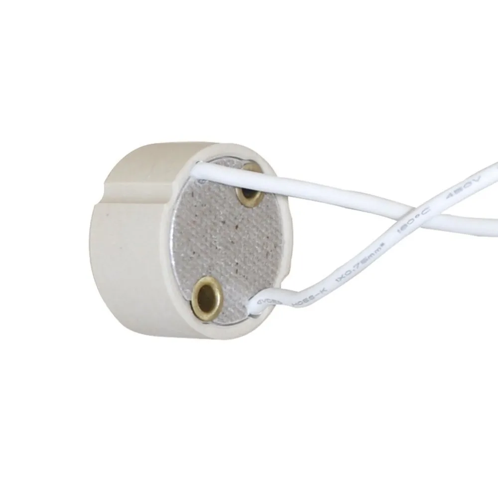 Portalámparas de cerámica GU10, Conector de Base, adaptador de silicona de plomo para bombilla halógena, cable de lámpara CFL de 15CM, 10 unidades