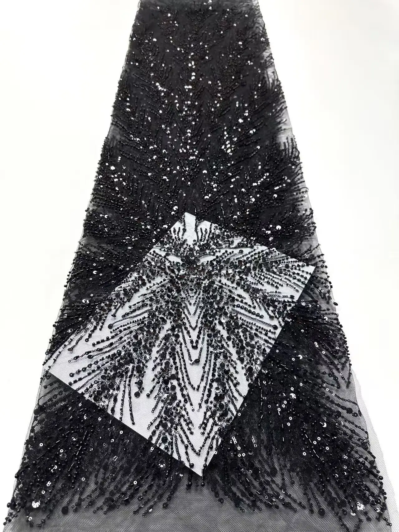 

African Lace Fabric 2025 Sequins Beaded Embroidery Groom Nigerian Bridal High Quality French Tulle Lace Fabric For Sewing Hm39-1