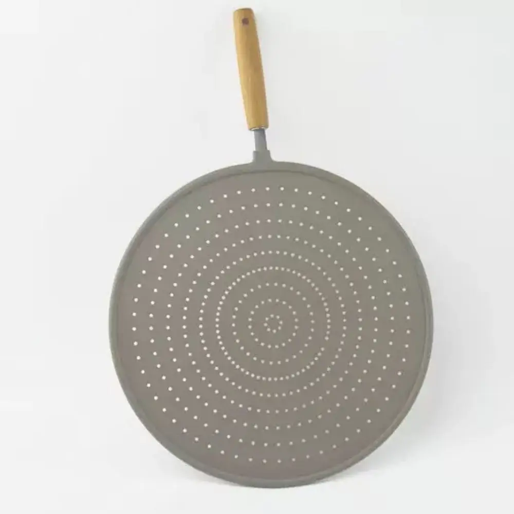 Heat Resistant Kitchen Splash Plate with Handle Splash-proof Silicone Splatter Screen Easy Clean Hollow Out