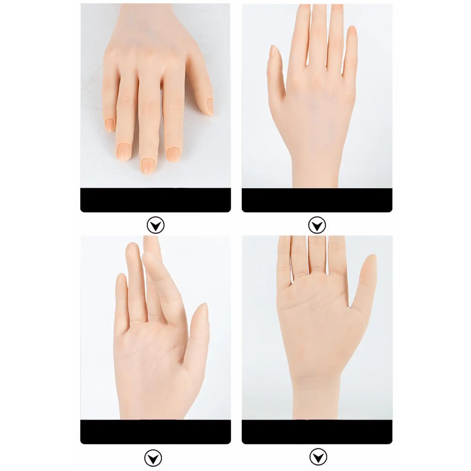 Nail Art Practice Hand Mannequin Flexible Resin Display Model for Ring Bracelet Photography Props Realistic Skin Color