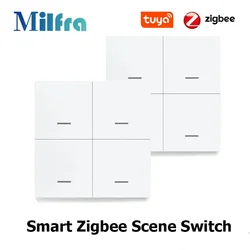 Tuya ZigBee Smart Scene Switch 4 Gang 12 Scene Smart Home Scene Switch Button Support Smart Life App bisogno di Zigbee Gateway