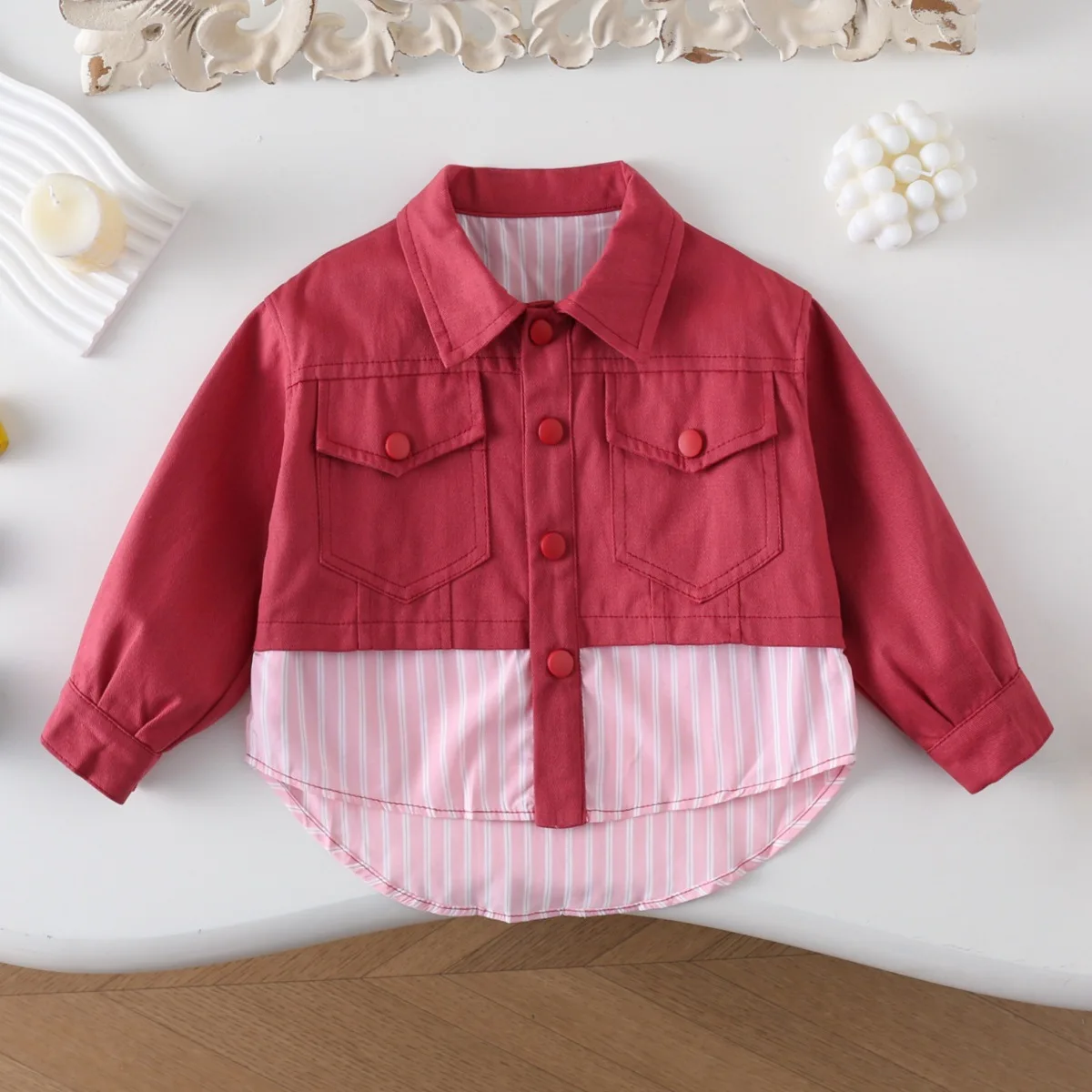 

Girls Coat Children's Shirt 2025 Spring Baby Girl Spring and Autumn Korean Shirt Children's Thin Top Trend
