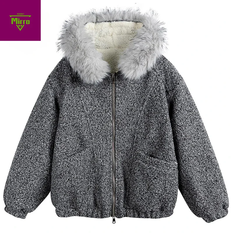 

Men Fur Collar Parkas Winter Jackets Thicken Warm Parkas Coats 2025 Man Casual Loose Plush Padded Jackets