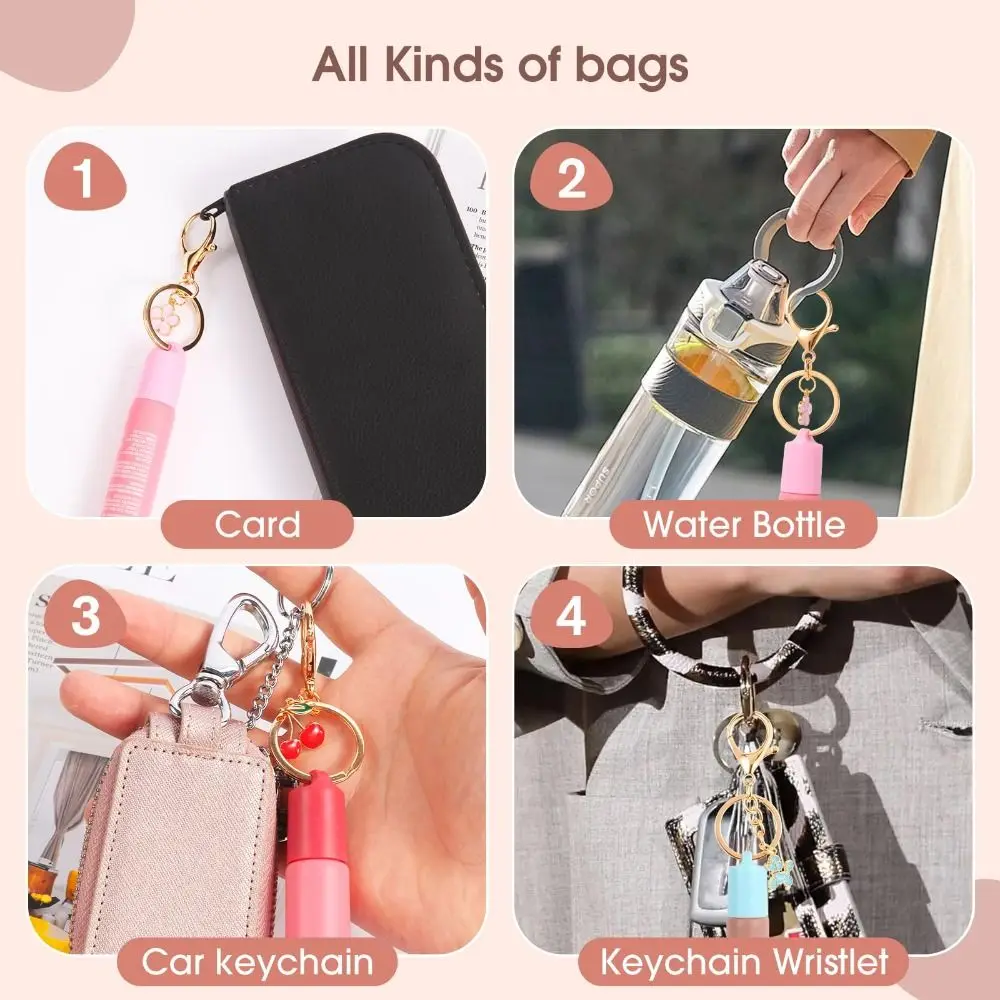 4PACK Silicone Lip Gloss Holder with Keyring Portable Lipgloss Case Colorful Flexible Chapstick Cover for Summer Fridays/LANGIGE view 6