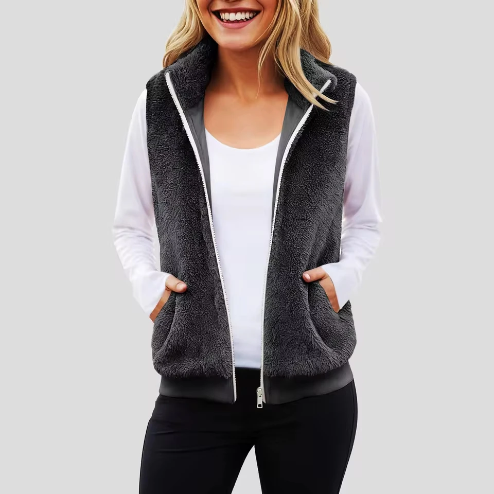Women Solid Color Single Breasted Plush Hooded Sweatshirt Fashionable Cardigan Coat Loose Windbreaker Jackets
