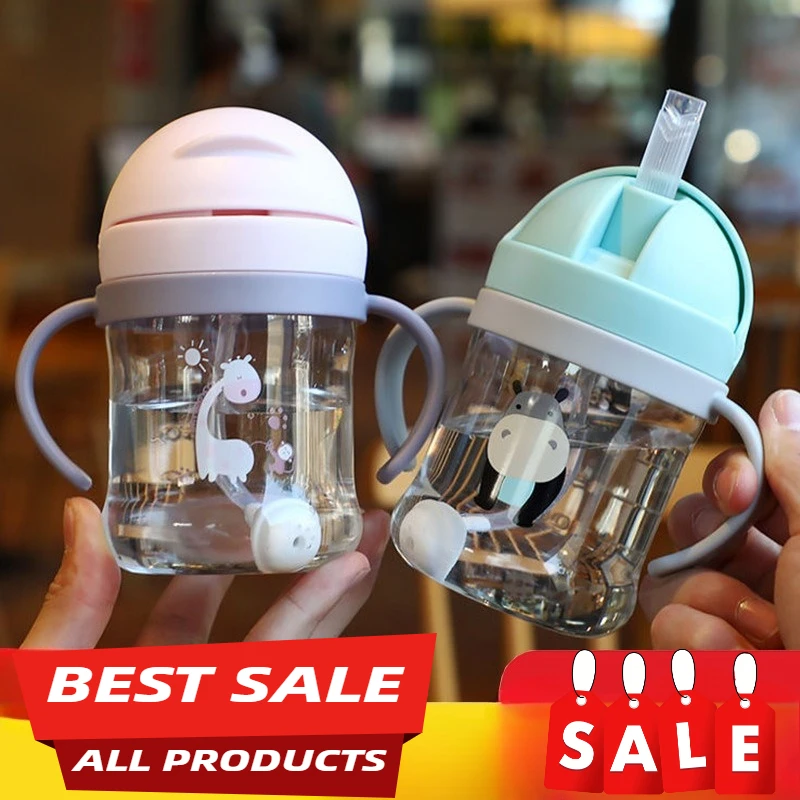 

Gravity ball children's straw cup anti-choking baby handle water bottle drop-resistant water bottle with learning drinking cup