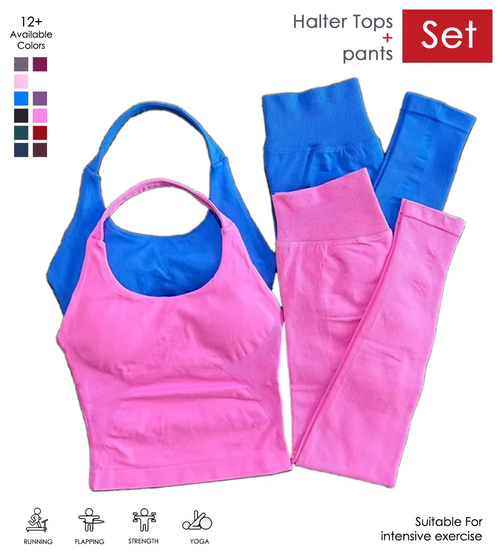 

Комплект из 2 предметов: женский спортивный костюм для йоги и фитнеса (топ и леггинсы)