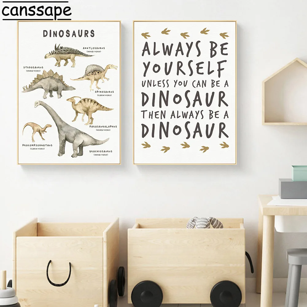 Dinosaur Art Posters Tyrannosaurus Rex Canvas Painting Alphabet Art Prints Nursery Poster Nordic Wall Pictures Boy BedRoom Decor